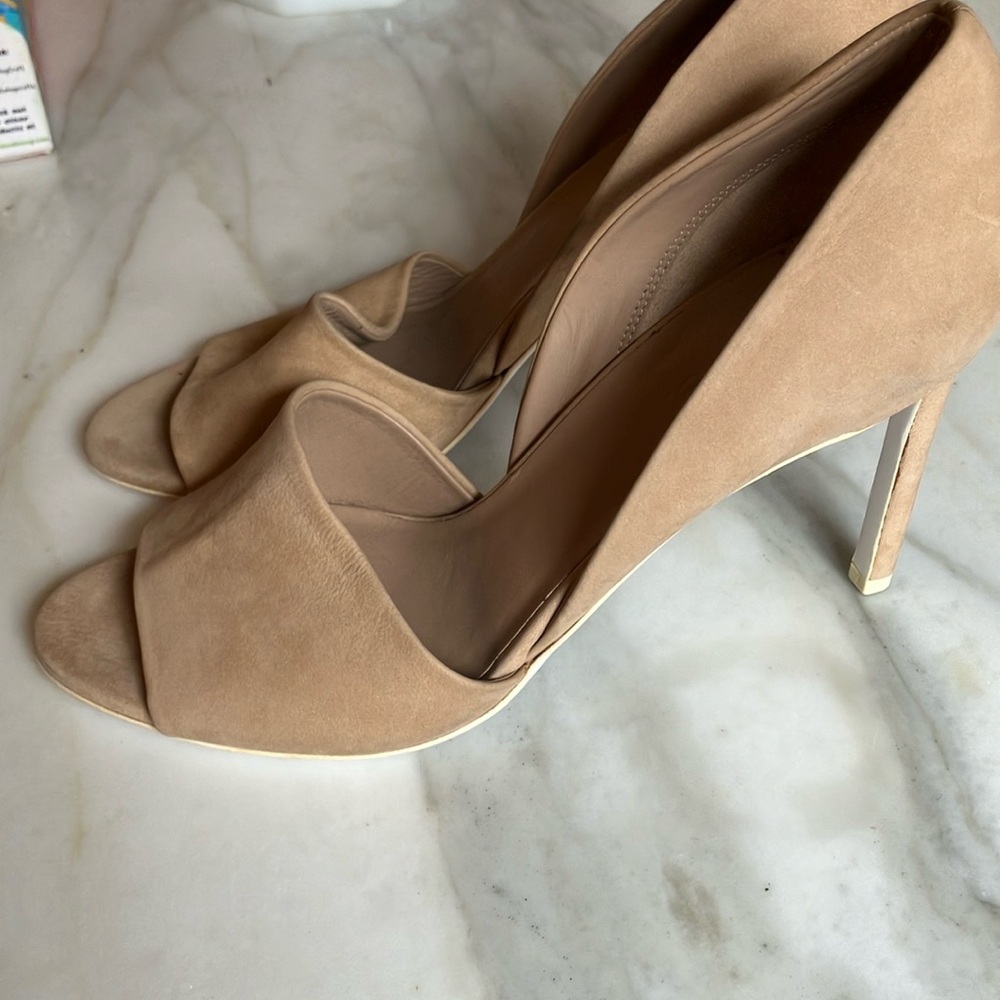 Vince Women's Tan Open-Toe D’Orsay Nubuck Heels size 8 1/2 - Picture 5 of 14